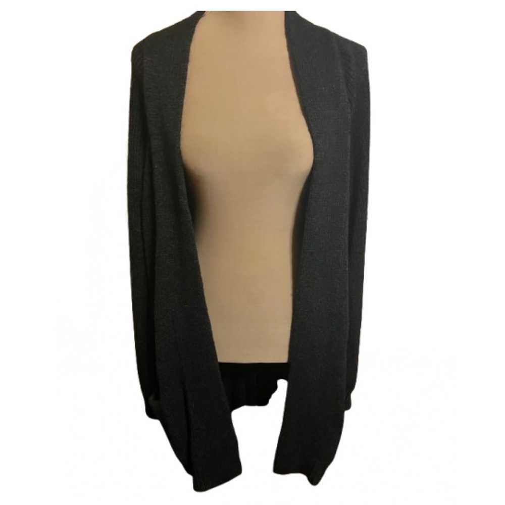 Old Navy Vintage Women's XXL Dark Charcoal Open-Front Sweater Jacket Pockets
